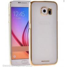 Луксозен силиконов калъф / гръб / TPU MEEPHONG за Samsung Galaxy S7 G930 / Samsung S7 - прозрачен / златист кант