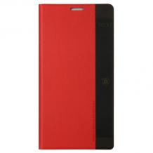 Луксозен кожен калъф Flip тефтер Baseus Bloom Case за Samsung Galaxy Note 4 N910 / Samsung Note 4 - черно и червено
