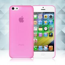 Ултра тънък силиконов калъф / гръб / TPU за Apple iPhone 5 / 5S - розов / мат