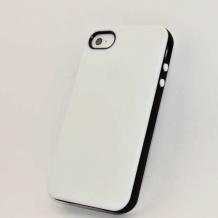 Силиконов калъф / гръб / TPU за Apple iPhone 5 / 5S - бял с черен кант