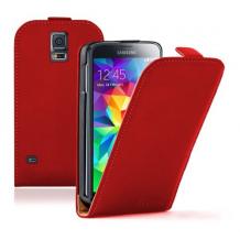 Кожен калъф Flip тефтер за Samsung Galaxy S5 G900 - червен
