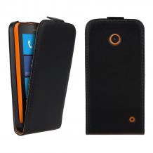 Кожен калъф Flip тефтер за Nokia Lumia 630 - черен със силиконова основа