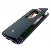 Оригинален кожен калъф Flip Cover тип тефтер за LG Optimus G2 D802 / LG G2 - S-view / черен