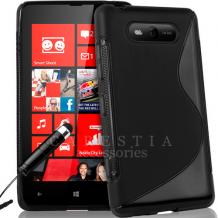 Силиконов калъф TPU ''S'' Style за Nokia Lumia 820 - черен