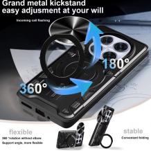 Удароустойчив гръб TPU кейс Slide Camera Case Magnetic Finger Ring Car Holder за Xiaomi Redmi Note 14 Pro Plus - розов