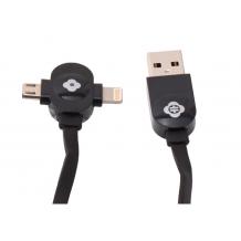 USB кабел за зареждане и пренос на данни TOTU Design Both Wings за Apple iPhone, Samsung, LG, HTC, Sony, Lenovo и други - 2 в 1 / 60 см - черен