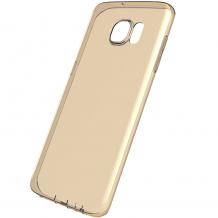 Луксозен силиконов калъф ROCK Slim Jacket Ultra Thin Case за Samsung Galaxy S7 G930 - прозрачен / златист