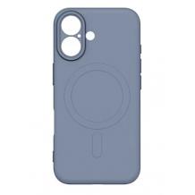 Луксозен гръб / кейс / Smooth Guard Silicone Case с безжично зареждане MagSafe за Apple iPhone 16 (6.1) - сиво-син