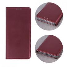 Кожен калъф Flip тефтер Magnetic Book със стойка за Samsung Galaxy S20 Plus - тъмно червен