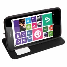 Кожен калъф Flip тефтер S-View със стойка за Nokia Lumia 630 / Nokia Lumia 635 - черен