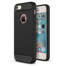 Силиконов калъф / гръб / TPU за Apple iPhone 5 / iPhone 5S / iPhone SE - черен / carbon