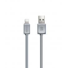 Оригинален USB кабел REMAX RC-008i 1m / USB Charging Cable за Apple iPhone 5 / iPhone 5S / iPhone 6 / iPhone 6 Plus / iPhone 7 / iPhone 8 / iPhone 7 Plus / iPhone 8 Plus - сив