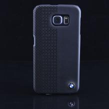 Оригинален кожен твърд гръб BMW за Samsung Galaxy S6 G920 - черен / booktype case