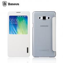 Луксозен кожен калъф Flip тефтер Baseus Primary за Samsung Galaxy A7 SM-A700 / Samsung A7 - бял