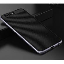 Луксозен силиконов калъф / гръб / TPU за Huawei P10 - черен / тъмно син кант / carbon