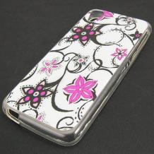 Силиконов калъф / гръб / TPU за HTC Desire 650 - бял / розови цветя