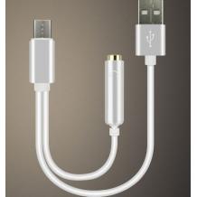 Short Type-C USB Charging Cable and 3.5mm Jack AUX Headphone Audio Adapter - сребрист