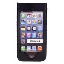 Луксозен кожен калъф тип джоб Sox за Apple iPhone 5 / iPhone 5S - черен