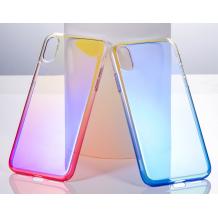 Луксозен силиконов гръб BASEUS Glow Case за Apple iPhone XS Max - преливащ / прозрачно и синьо
