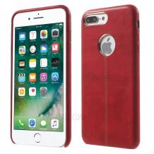 Луксозен кожен гръб VORSON за Apple iPhone 7 Plus - червен