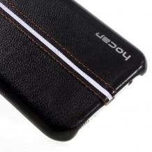 Оригинален кожен гръб HOCAR за Samsung Galaxy S7 Edge G935 - черен с бял кант