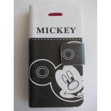 Кожен калъф Flip тефтер със стойка за Apple iPhone 4 / iPhone 4S - Mickey / черно и бяло