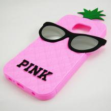 Силиконов калъф / гръб / TPU / PINK 3D за Samsung Galaxy S6 G920 - розов / ананас