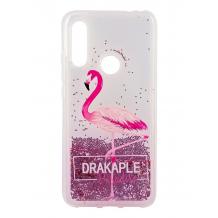 Луксозен твърд гръб 3D Water Case за Huawei P40 lite E - течен гръб с розов брокат / Drakaple