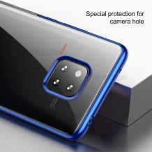 Луксозен силиконов калъф / гръб / TPU Baseus Shining Case за Huawei Mate 20 Pro - прозрачен / син кант