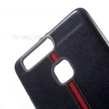 Оригинален кожен гръб HOCAR за Huawei P9 - черен с червен кант
