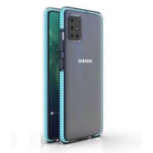Луксозен силиконов калъф / гръб / TPU Color case за Samsung Galaxy A51 - прозрачен / син кант