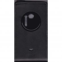 Кожен калъф Flip тефтер със силиконов гръб за Nokia Lumia 1020 - черен