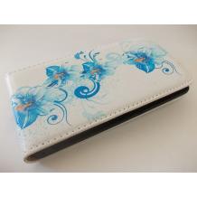 Кожен калъф Flip тефтер за Sony Xperia Z1 Compact - бял със сини цветя