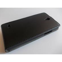 Кожен калъф Flip тефтер със силиконов гръб за Huawei Ascend G700 - черен