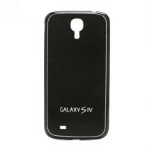 Оригинален заден предпазен капак / твърд гръб / за Samsung Galaxy S4 i9500 / S4 i9505 - черен / метален