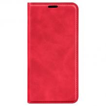 Луксозен кожен тефтер с магнитен капак за Huawei P60 Pro - червен