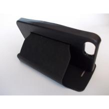 Луксозен кожен калъф Flip тефтер със стойка за Apple iPhone 5 / iPhone 5S - черен / с магнит