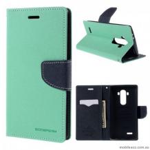 Кожен калъф Flip тефтер Mercury GOOSPERY Fancy Diary със стойка за LG G3 - зелено и тъмно синьо