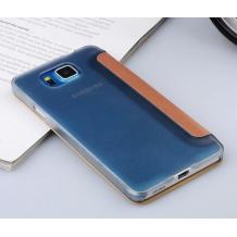 Луксозен кожен калъф Flip тефтер S-View BASEUS Primary Color за Samsung Galaxy Alpha G850 - кафяв / Bronze