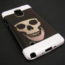 Силиконов гръб / калъф / TPU за Samsung Galaxy Note 4 N910 / Samsung Note 4 - Skull / черно и бяло