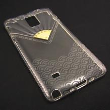 Луксозен силиконов гръб TPU / калъф / с камъни FANCY Series за Samsung Galaxy Note 4 N910 / Samsung Note 4 - прозрачен