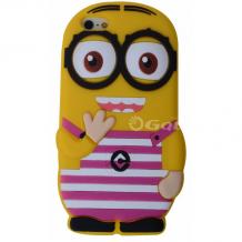 Силиконов калъф / гръб / TPU 3D за Apple iPhone 5 / iPhone 5S - Minions Despicable me / раиран гащеризон 1