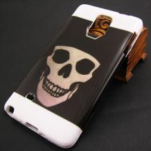 Силиконов гръб / калъф / TPU за Samsung Galaxy Note 4 N910 / Samsung Note 4 - Skull / черно и бяло