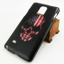 Силиконов гръб / калъф / TPU за Samsung Galaxy Note 4 N910 / Samsung Note 4 - Skull / American Flag