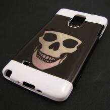 Силиконов гръб / калъф / TPU за Samsung Galaxy Note 4 N910 / Samsung Note 4 - Skull / черно и бяло