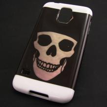 Силиконов калъф / гръб / TPU за Samsung Galaxy S5 G900 - Skull / черно и бяло