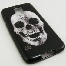 Силиконов калъф / гръб / TPU за Samsung Galaxy S5 G900 - Skull / черен