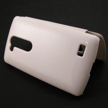 Кожен калъф Flip Cover тефтер S-View за LG L Fino D290N - бял