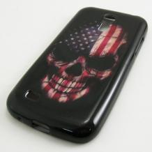 Силиконов калъф / гръб / TPU за Samsung Galaxy S4 Mini I9190 / I9192 / I9195 - Skull / American Flag