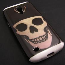 Силиконов калъф / гръб / TPU за Samsung Galaxy S4 Mini I9190 / I9192 / I9195 - Skull / черно и бяло